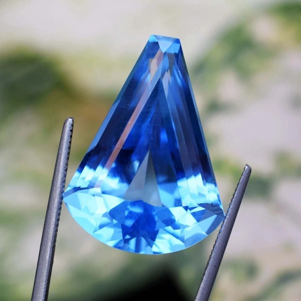 20 Ct Natural Santa Maria Blue Aquamarine Fancy Cut Certified Loose Gemstone