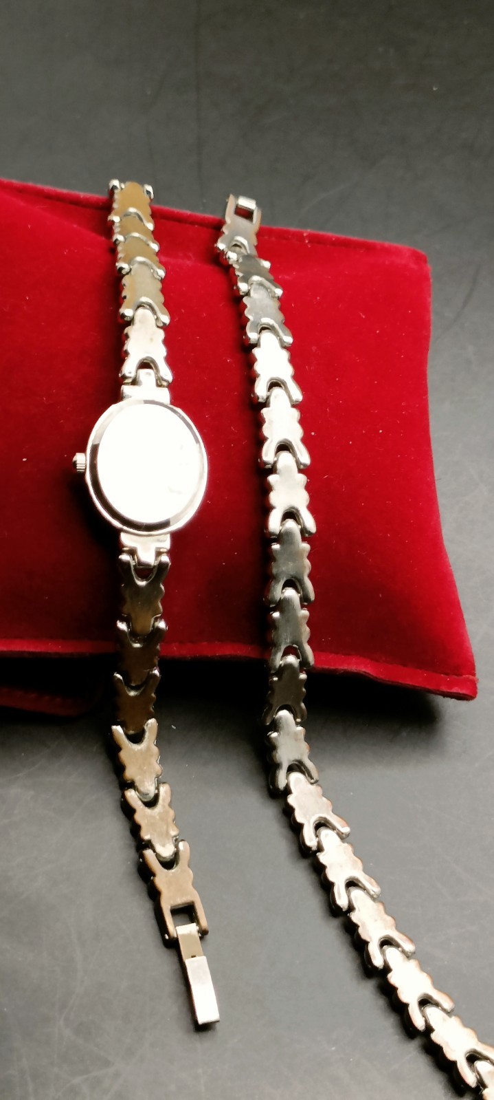 MICHEL DELABY Ladies Silver Tone Watch & Bracelet Gift Set – Working