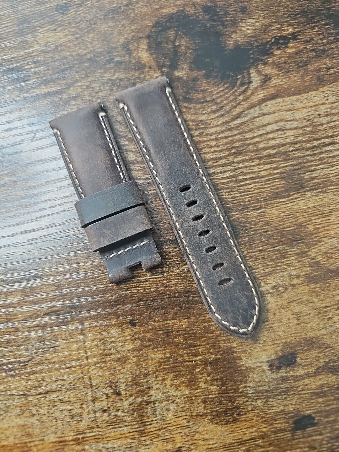 Panerai Watch 24mm OEM Brown Leather Strap for 22mm Deployment Buckle MX001SFW