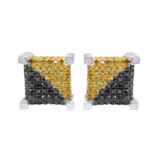 4/7 Ct Round Cut Multi Color 0K White Gold Plated Cube Cluster Stud Earrings