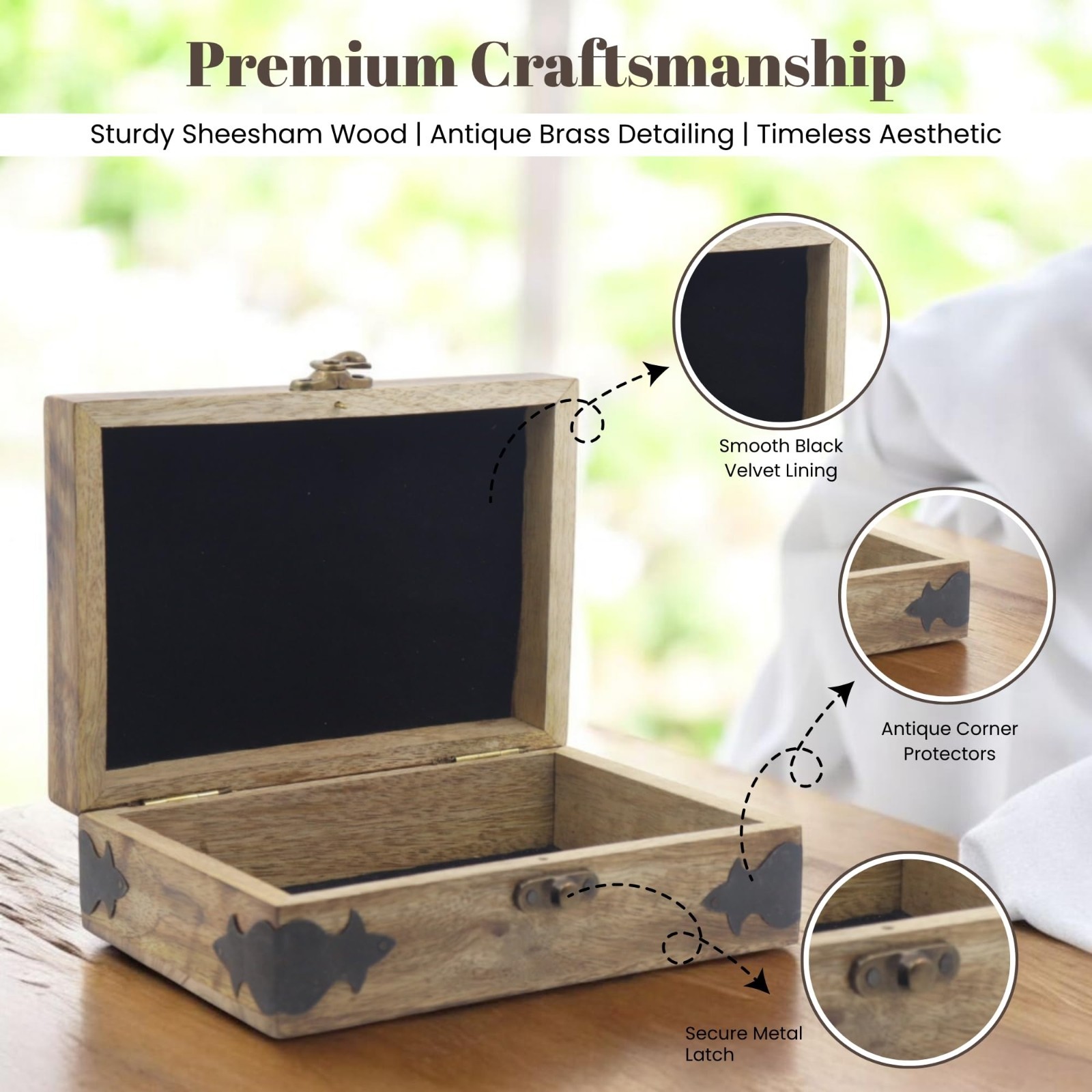 Handmade Wooden Jewelry Box – Tree of Life Engraving, Antique Keepsake Organizer