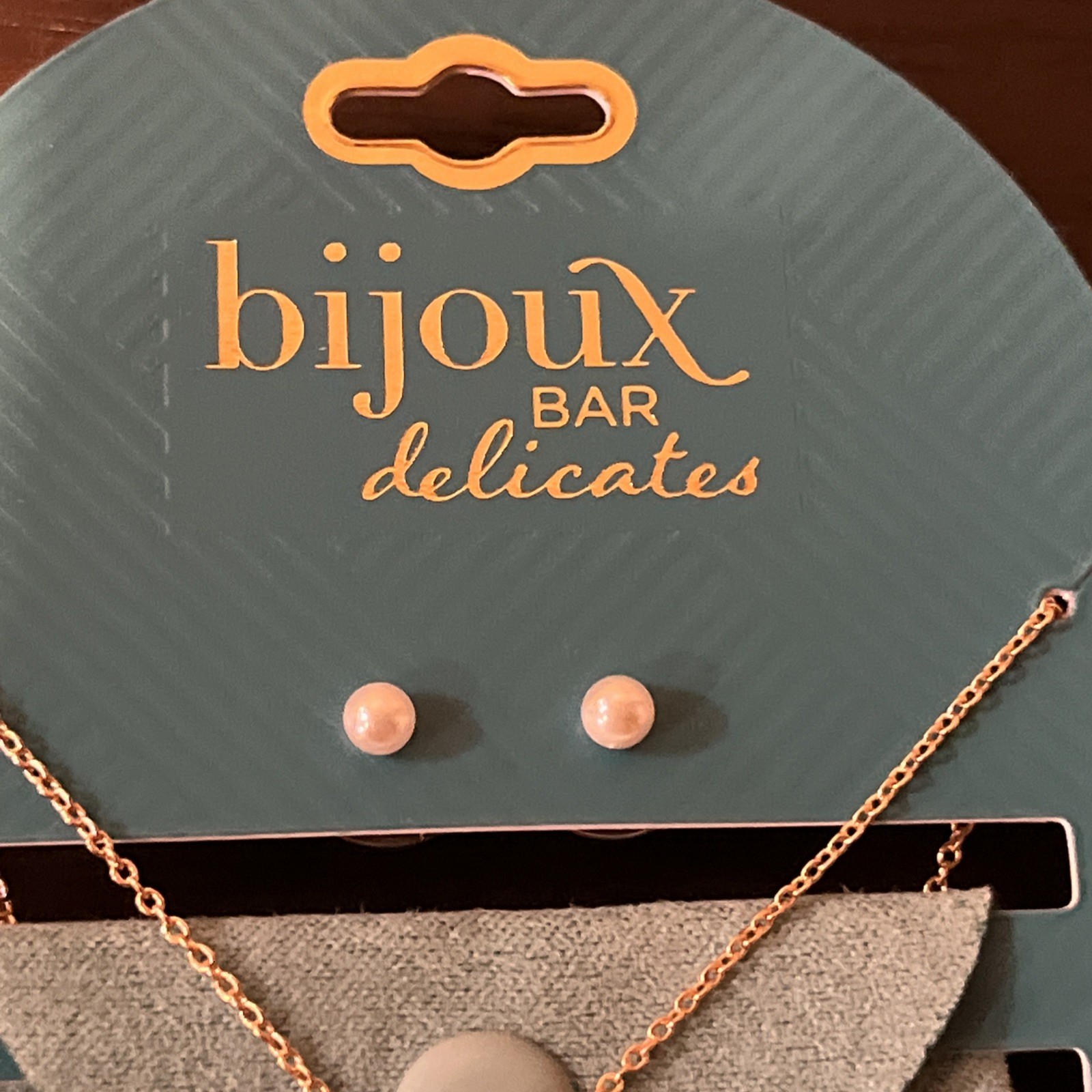 NWT Bijoux Bar Delicates GoldTone Necklace & Stud Earring Set w/Pouch Letter S