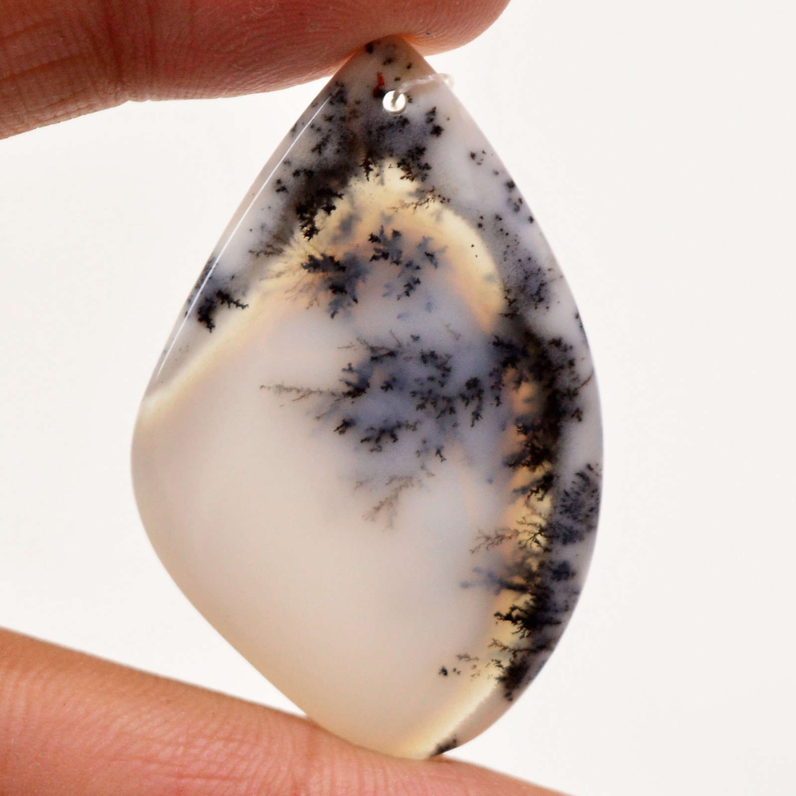 25 Cts Natural Dendrite Agate Front Drill Cabochon loose Gemstone 37×22 mm #L588