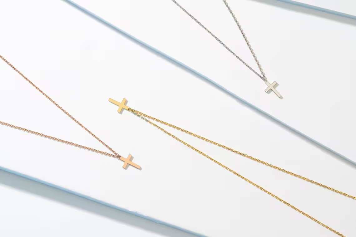 Cross Necklace for Women 18K Real Gold Silver Plated Dainty Small Cross Pendant