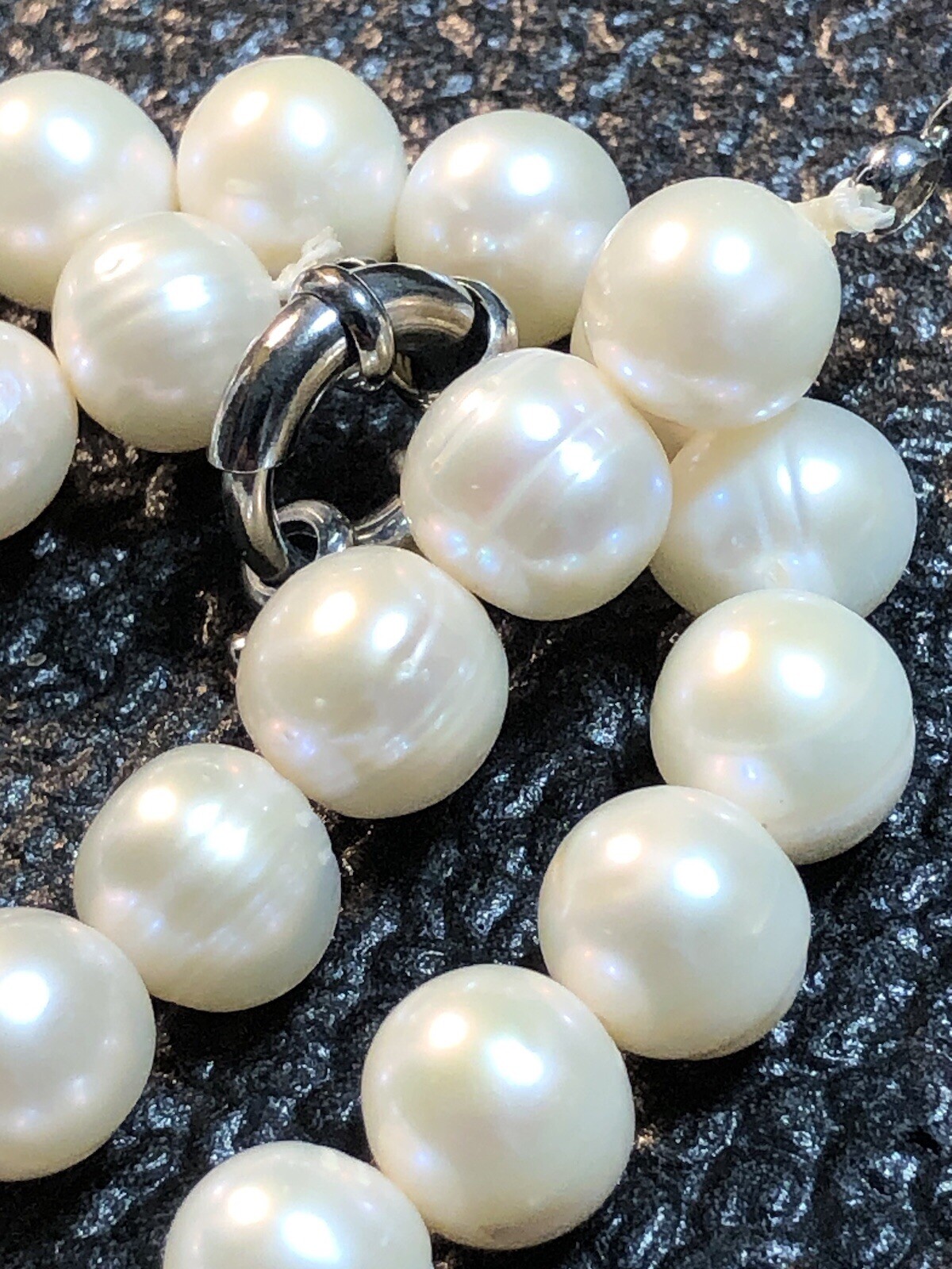 Estate 16” 8.7mm-10mm Pearl Necklace Nacre Creamy,Pink Yellow Hues Weight 44.54g