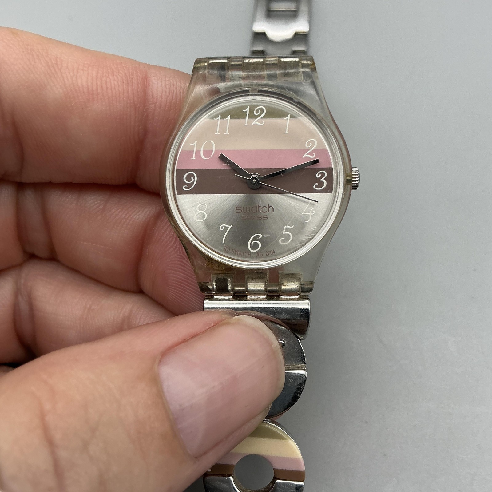 Vintage Swatch Metallic Dune Womens Watch 25mm Stainless Swiss New Battery 7.75″