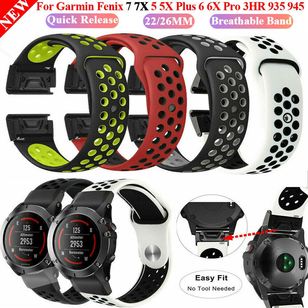 Quick Fit Silicone Watch Band Strap For Garmin Fenix 5 5X 6 6X Pro 7 7X Solar