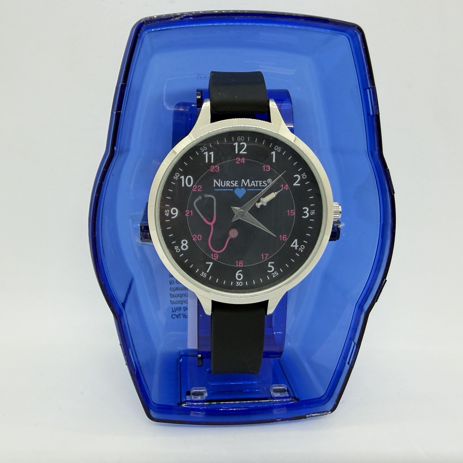 Nurse Mates Stethoscope nurse watch water-resistant silicone strap -Black