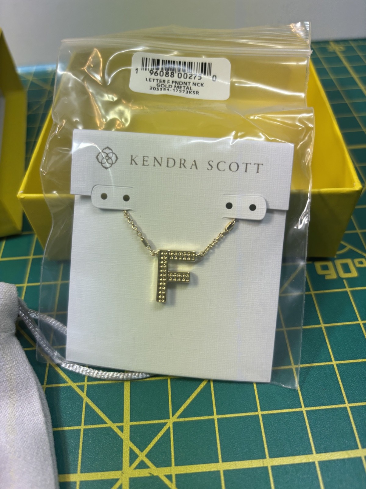 Kendra Scott Letter F Pendant Necklace in Gold- New In Box