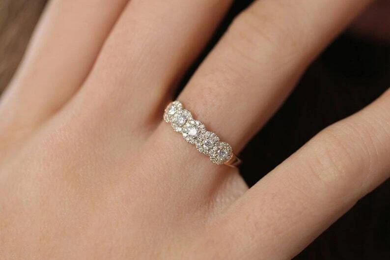 2 Ct Round Simulated Diamond Women’s Engagement Band Ring 14k Yellow Gold Plated