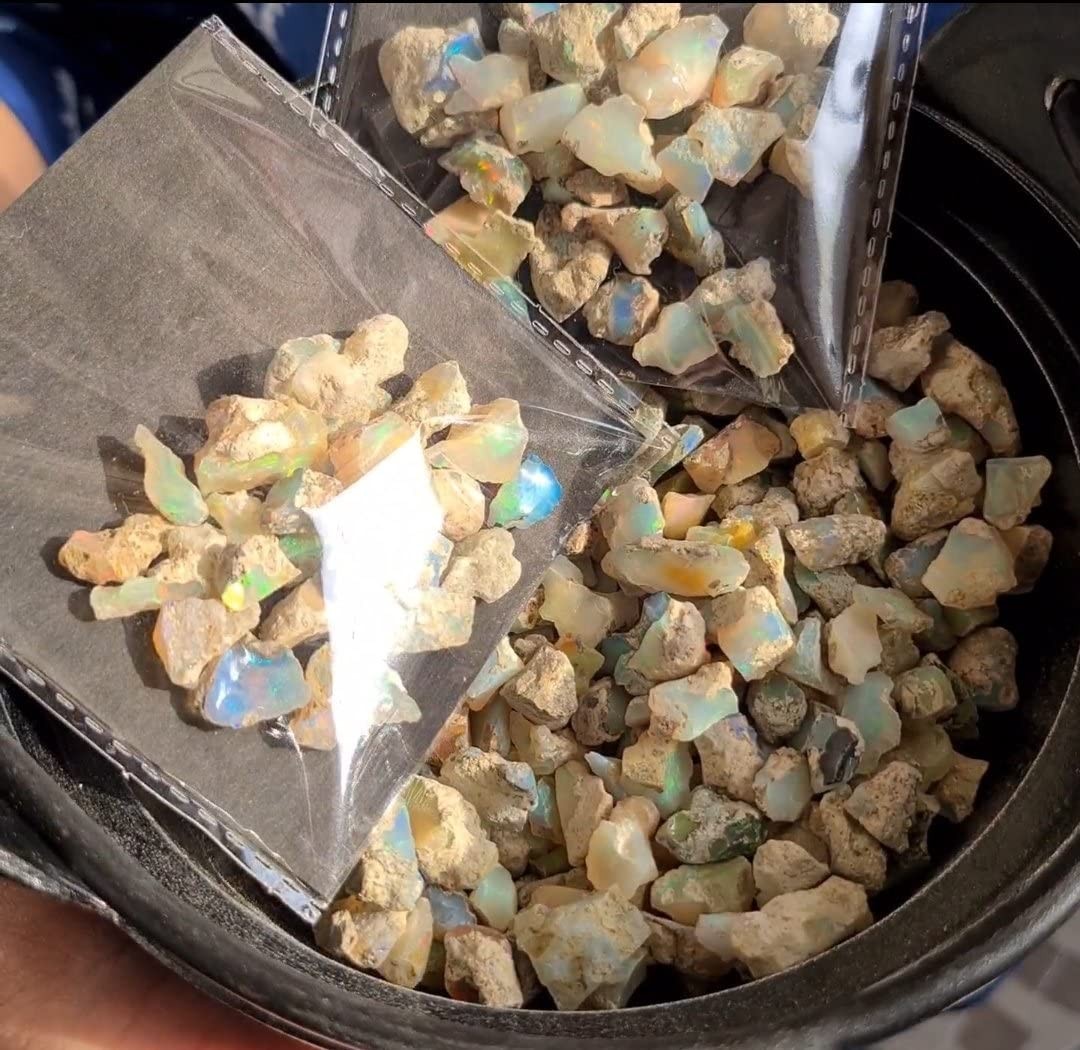 JAI GEMS 100 Cts Of Ethiopian Opals Raw Rough Aaa 10-15mm, multi-color