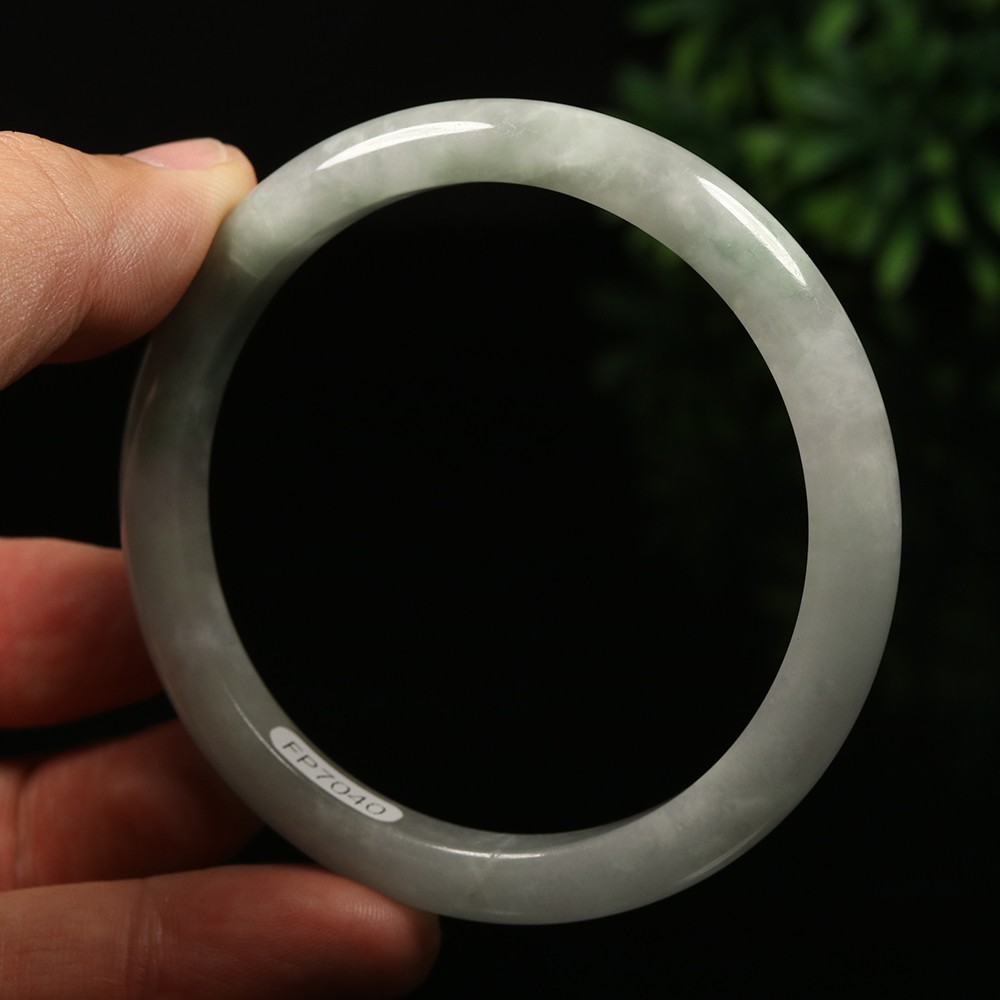 61mm White Lavender Green Jadeite Jade Bangle Bracelet Burma Jade Bangle A-14133