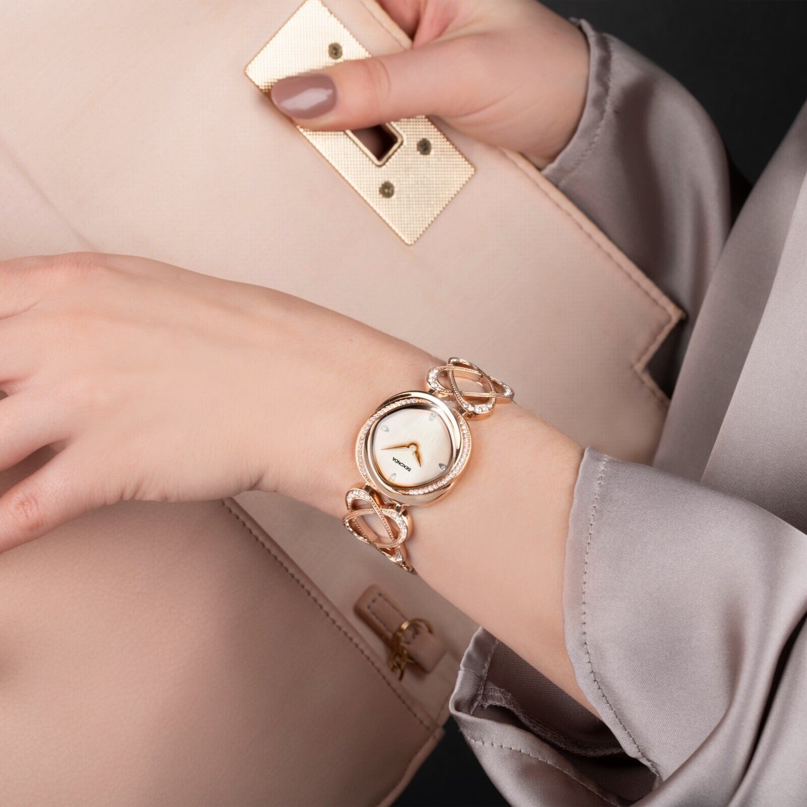 Sekonda 29mm Ladies Sparkle Hidden Hearts Rose Gold Watch Model 40507