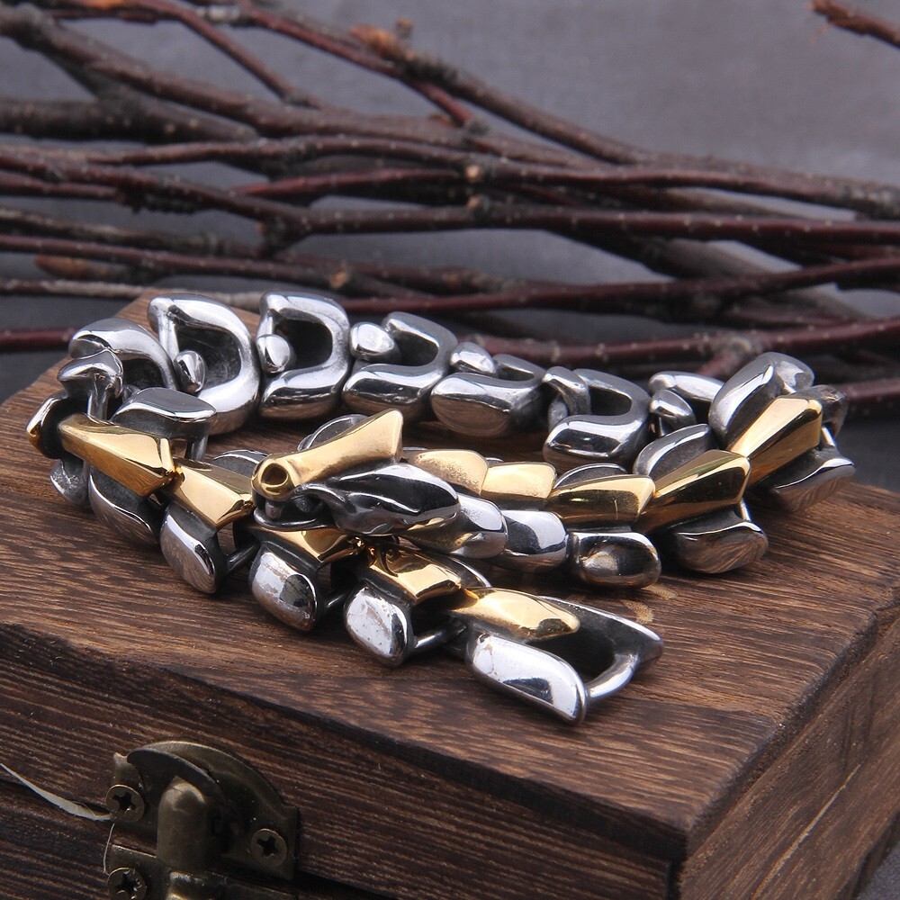 Viking Bracelet Ouroboros Vintage Punk Stainless Steel Fashion Jewelry For Mens