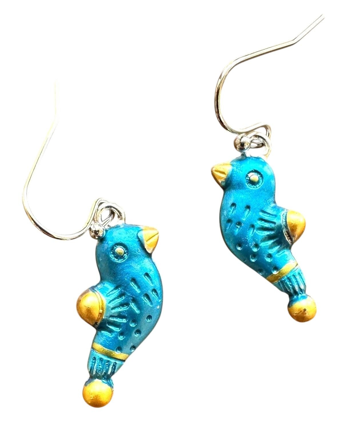 Bluebird Earrings New Painted Metal Dangle Hooks Bird Watcher Gift Birthday