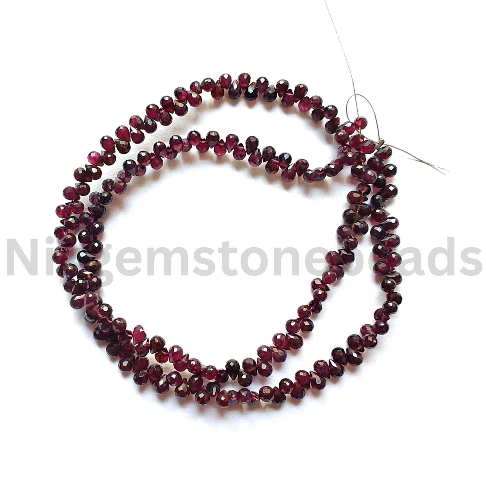 Natural Rhodolite Garnet Beads, Briolette Faceted Drop Cut Stone, 4.00-4.40 MM.