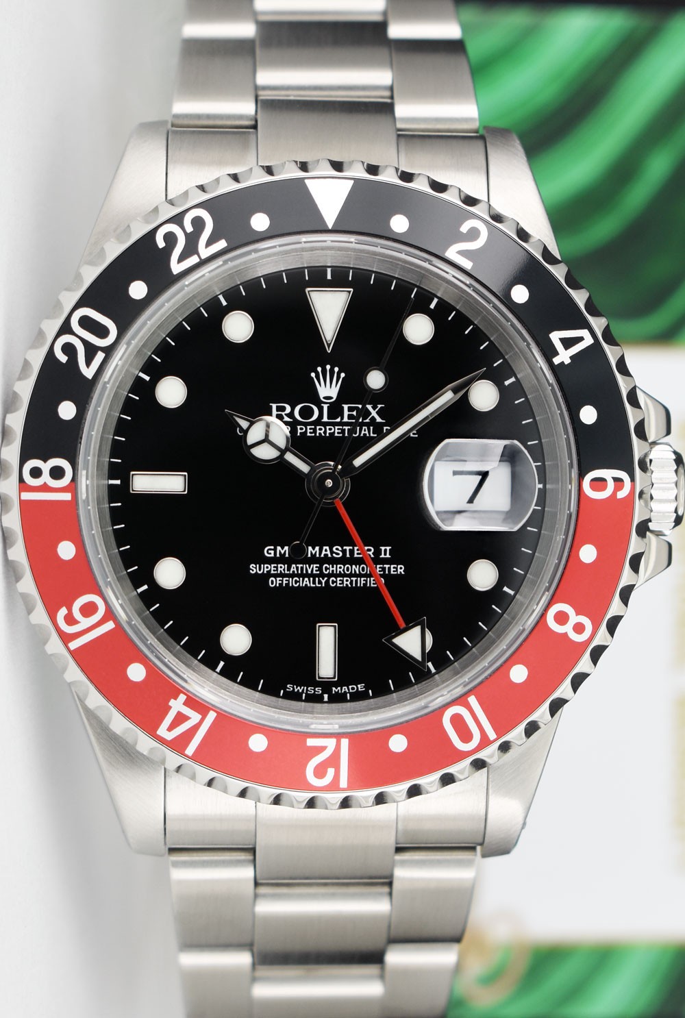 ROLEX Vintage 40mm SS GMT Master II Black Red “Coke” Bezel SEL 16710 SANT BLANC