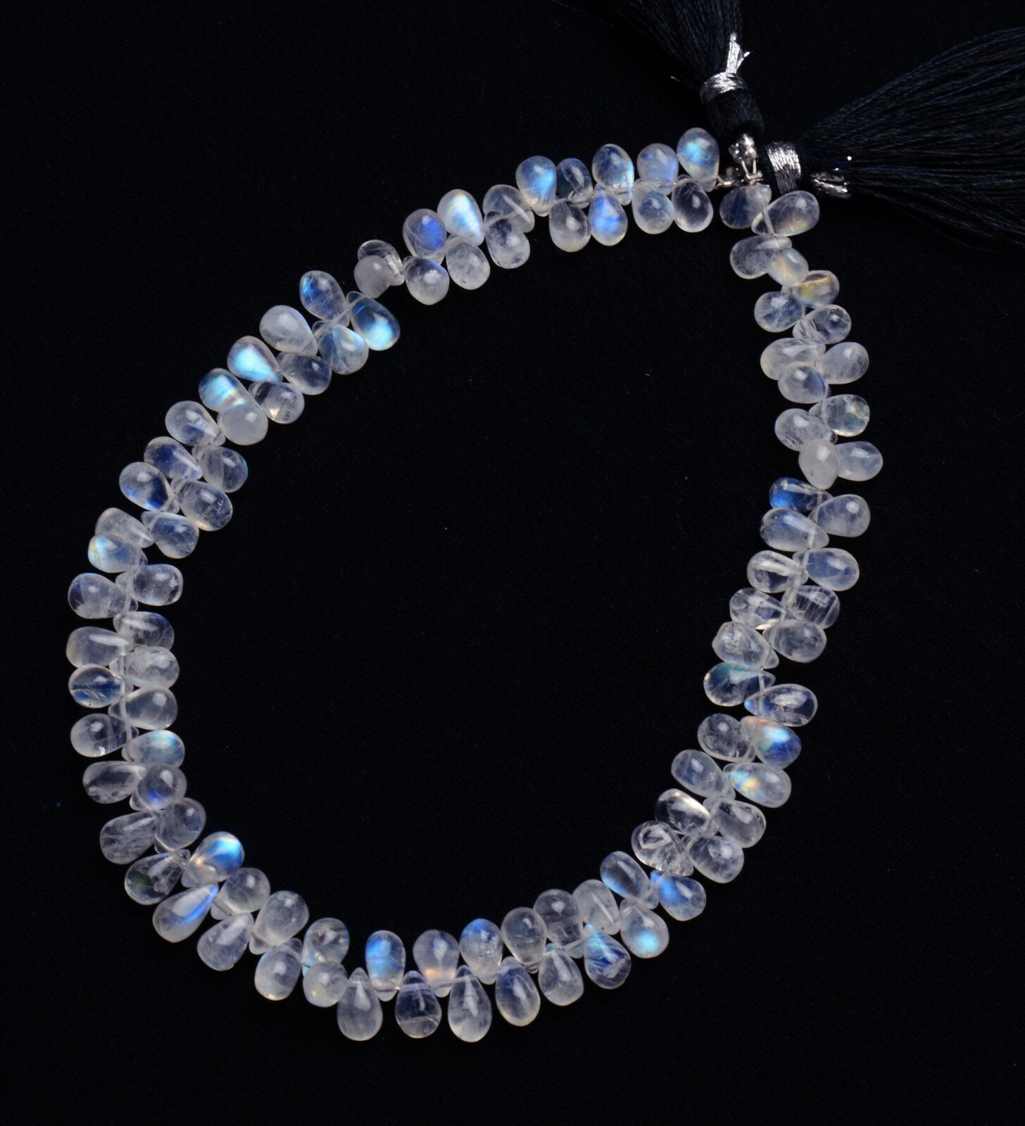 Natural Gem Rainbow Moonstone 6x4mm Approx. Size Teardrop Shape Smooth Beads 10″