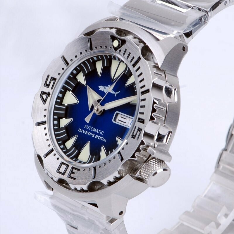 Heimdallr Sharkey Ocean Monster NH36A Day Date Automatic 200m Dive Watch C3 316L