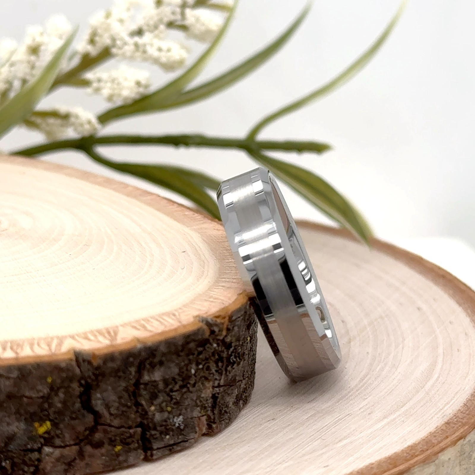 6mm Silver Tungsten Christmas Gifts Ring Matt Finish Polished Edges Promise Band