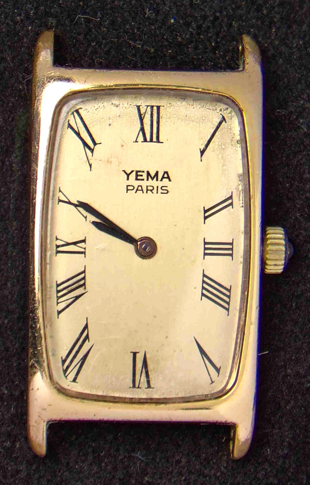 Yema Paris Tank Roman Gold-Tone Men’s Hand-Wind Vintage Dress Watch — Working