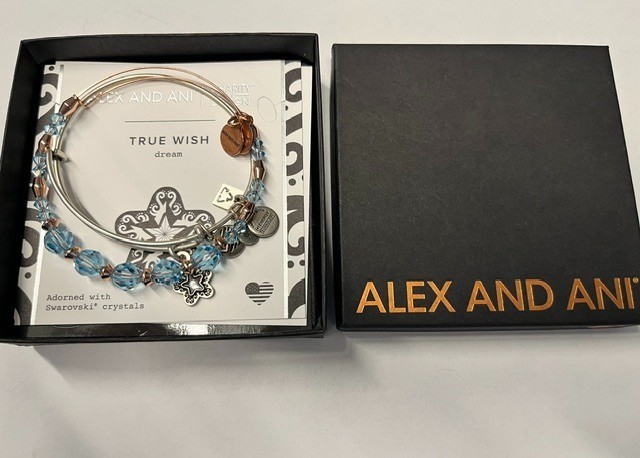 Alex and Ani Make-A-Wish TRUE WISH dream adorned w blue Swarovski crystals