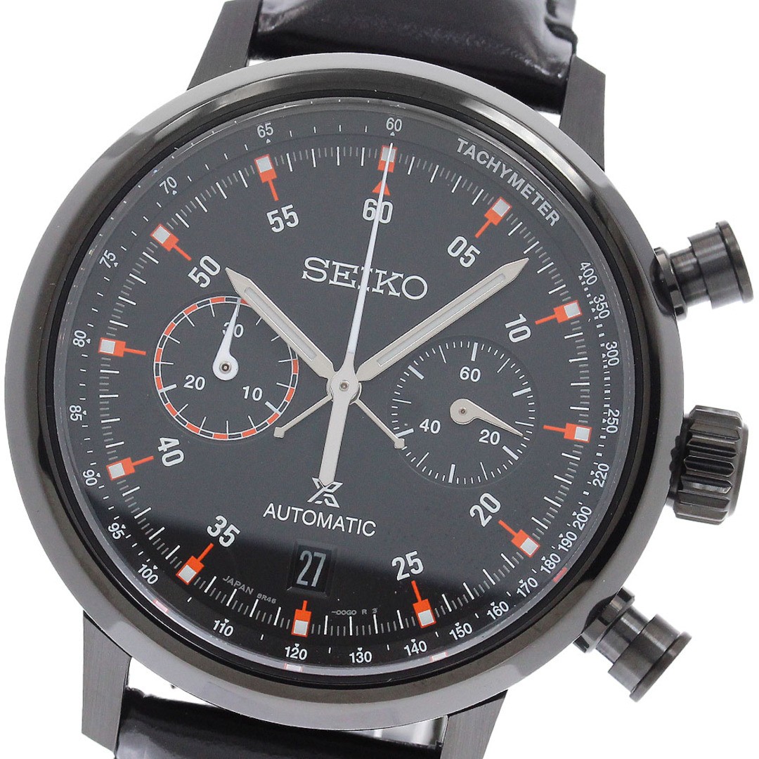Seiko Prospex Speedtimer SBEC019 Mechanical Watch Men’s Black Dial Leather & SS