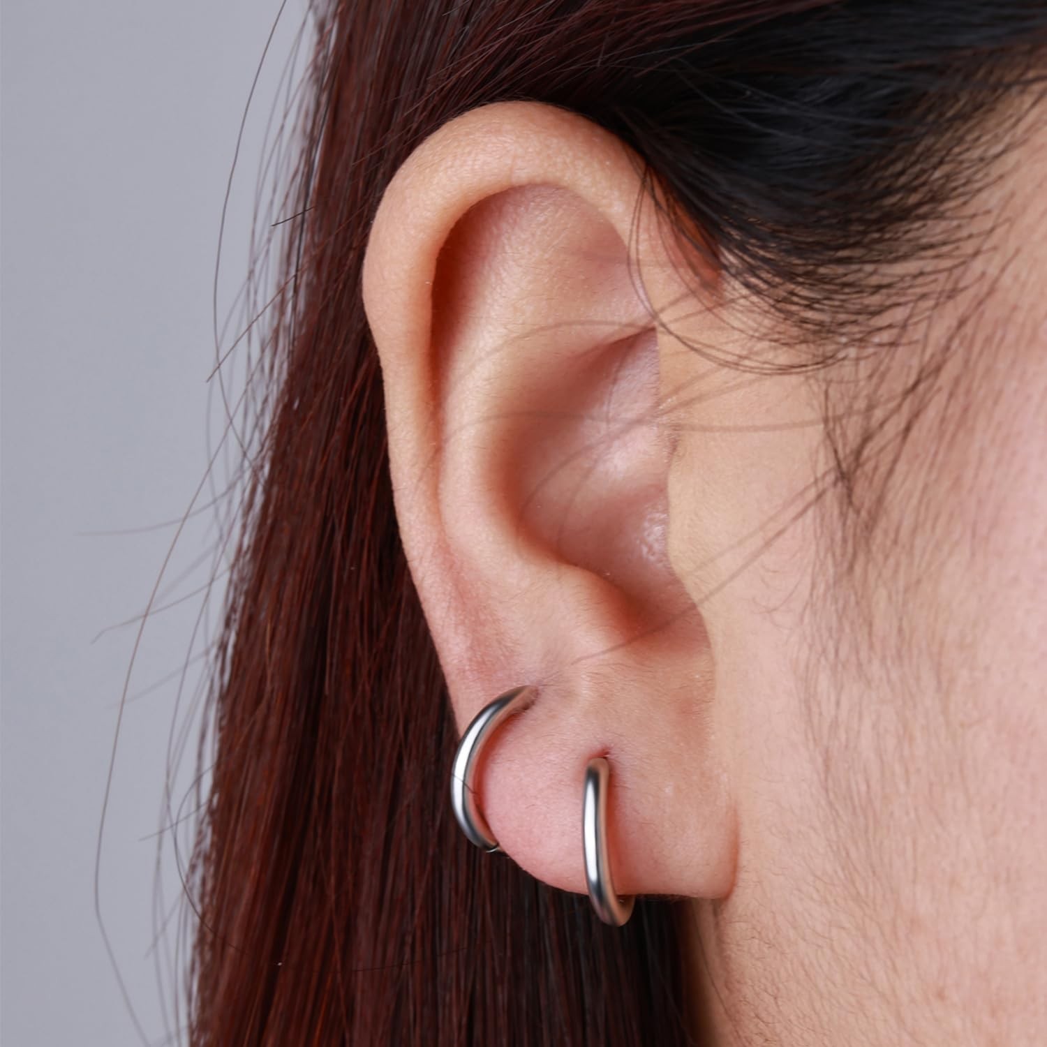 316L Surgical Steel Huggie Hoop Earrings | Dainty Pave Cubic Zirconia Cartila…