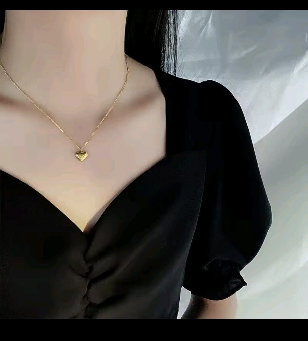 1 Gold Plated Heart Love Women Beuty Fashion Engraved Chain Necklace (Foreign Shipping)