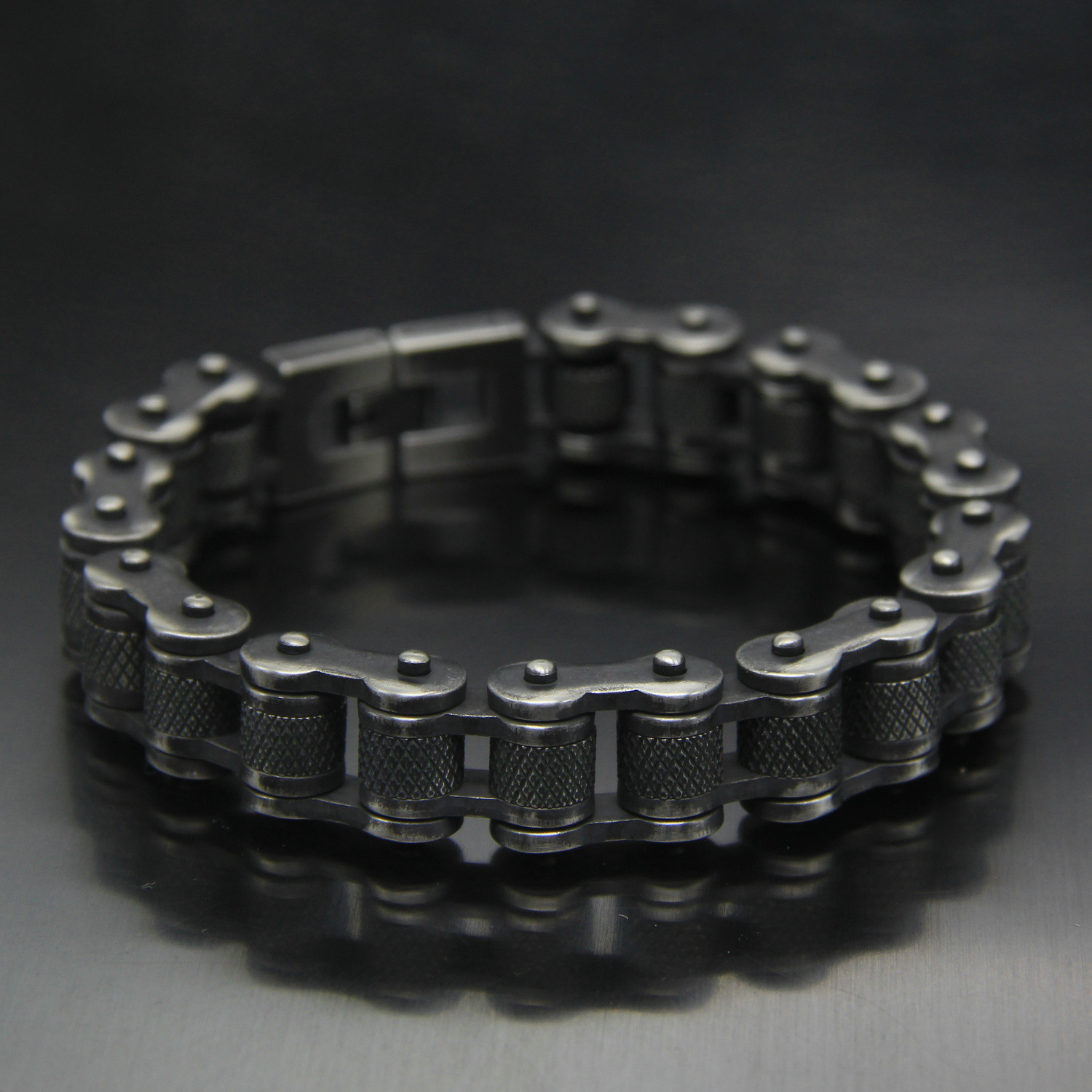 Gunmetal Motorcycle Bike Chain Bracelet Old Metal Finish Stainless Steel 13/16mm