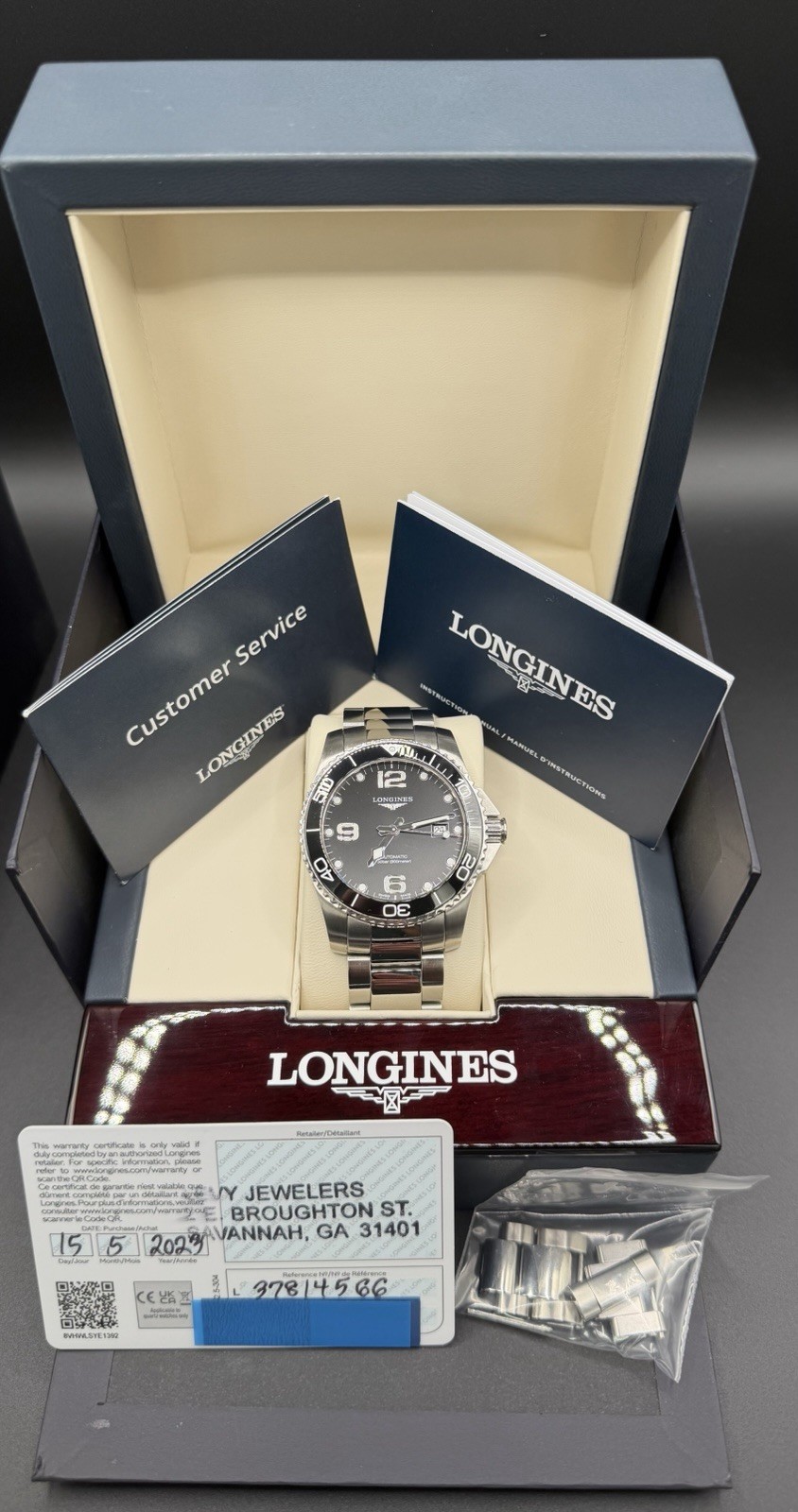 Longines HydroConquest 41mm Auto L3.781.4.56.6 Black Ceramic Full Set 2023