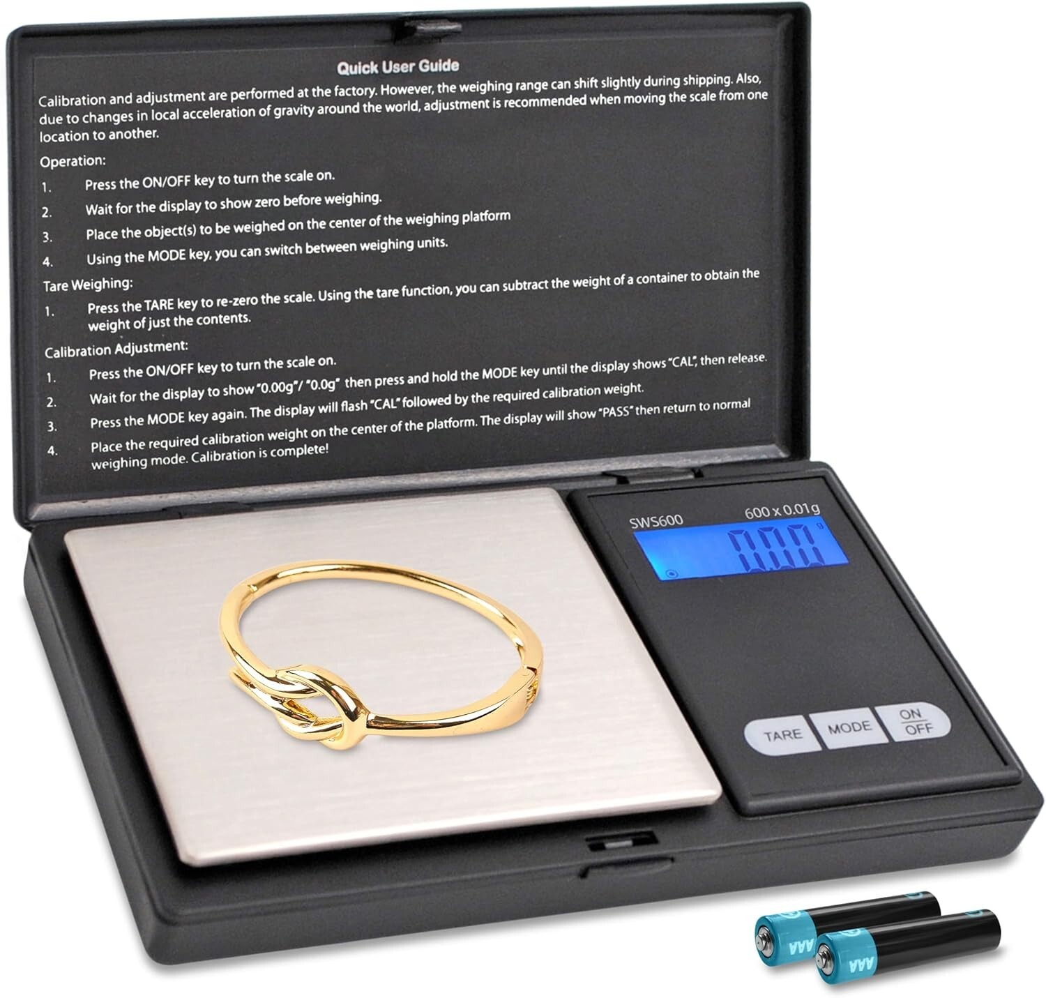 Smart Weigh Digital Pocket Gram Scale, 600g x 0.1g Digital Gram Scale
