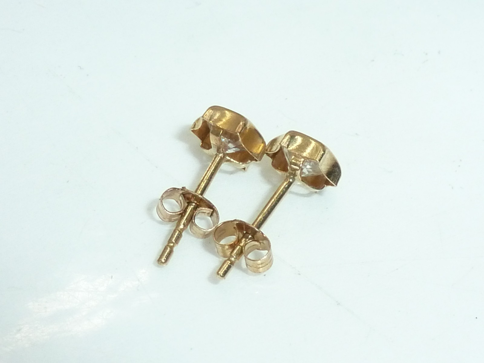 Pair 9ct Yellow Gold Cubic Zirconia Hexagonal Stud Earrings
