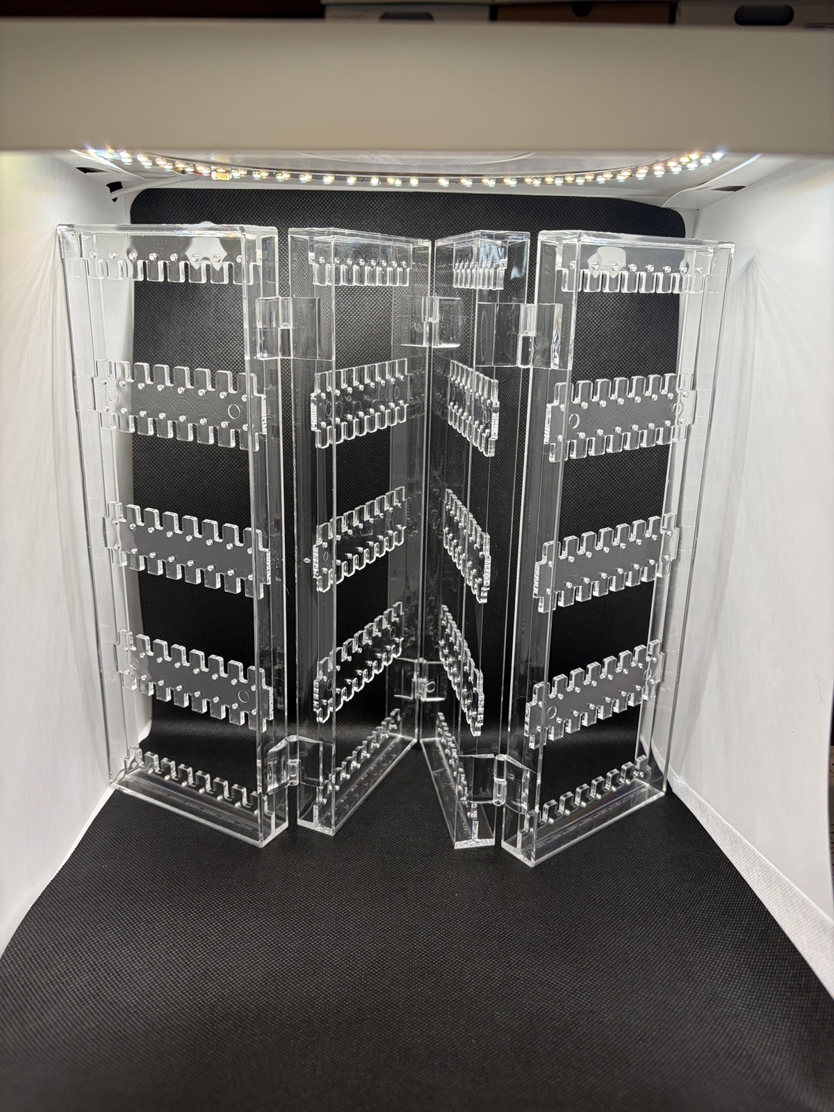 Foldable Clear Acrylic Jewelry Earring Organizer – 4-Panel Display