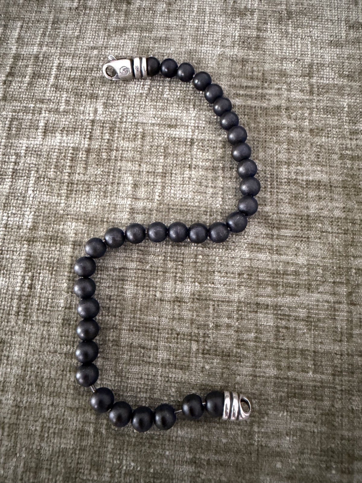 DAVID YURMAN Matrix 8mm Bead Black Onyx Matte Spiritual Beads Bracelet 8.5″