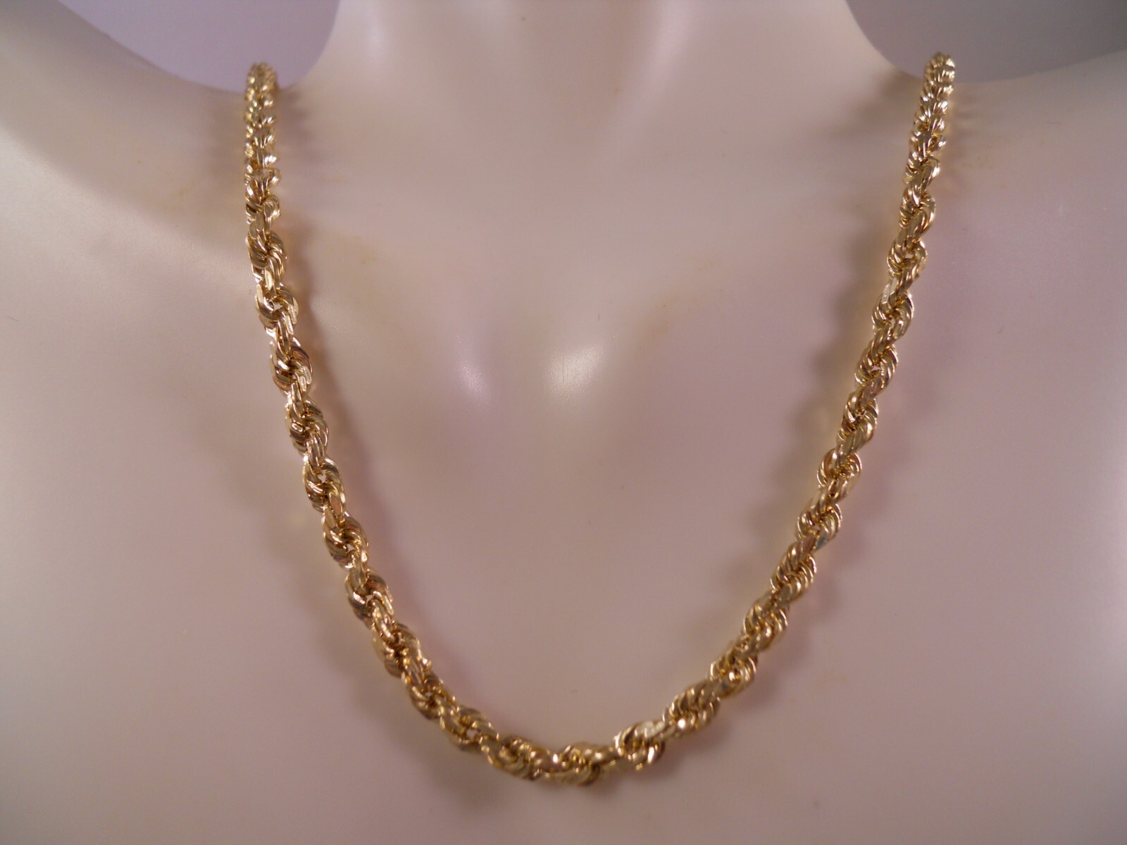 DESIGNER BBB 10K YELLOW GOLD ROPE CHAIN LINK NECKLACE 20″ 3MM 7.00G GRAMS