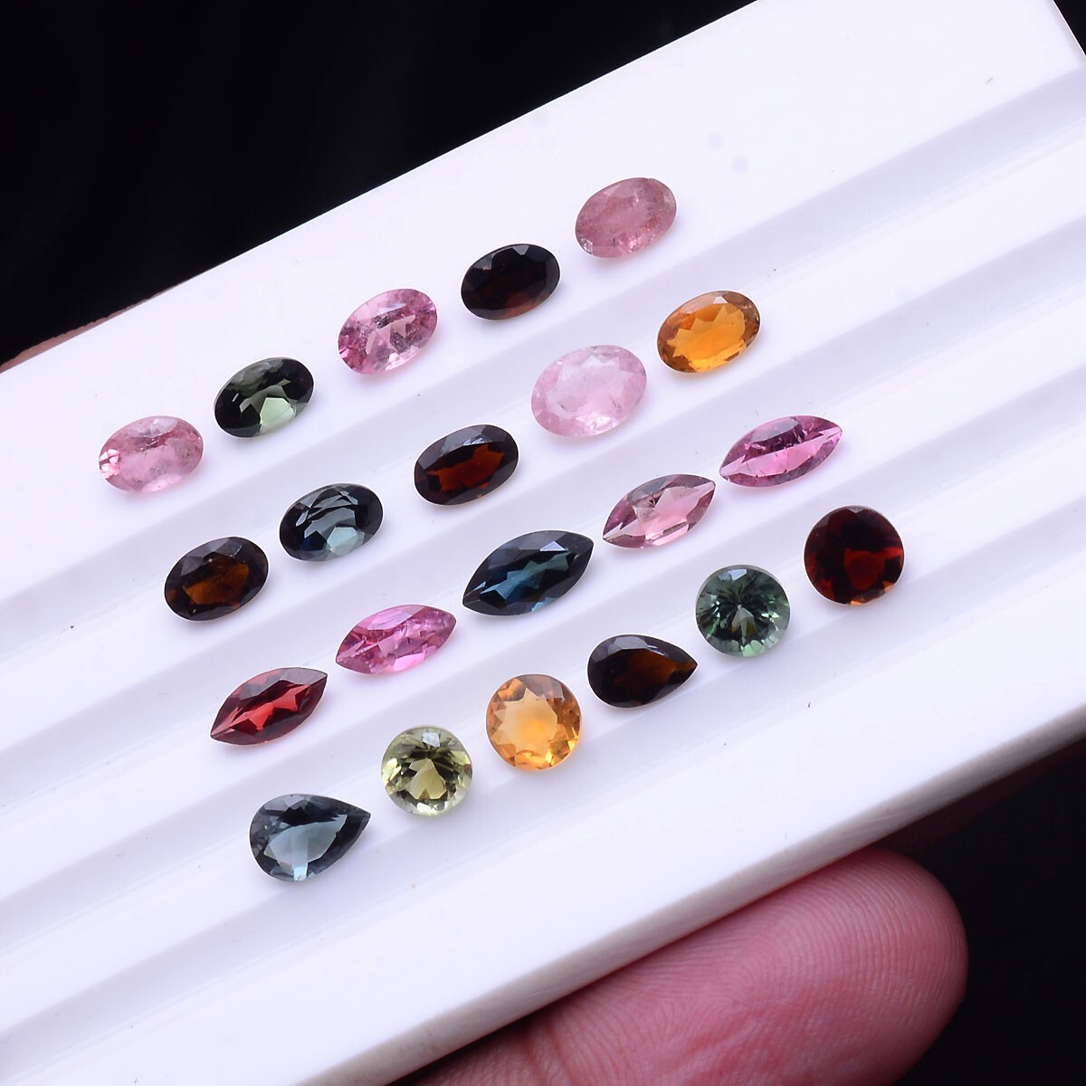 21 Pcs Natural Tourmaline Multi-Color 4.77mm-7.83mm Sparkling Loose Gemstones