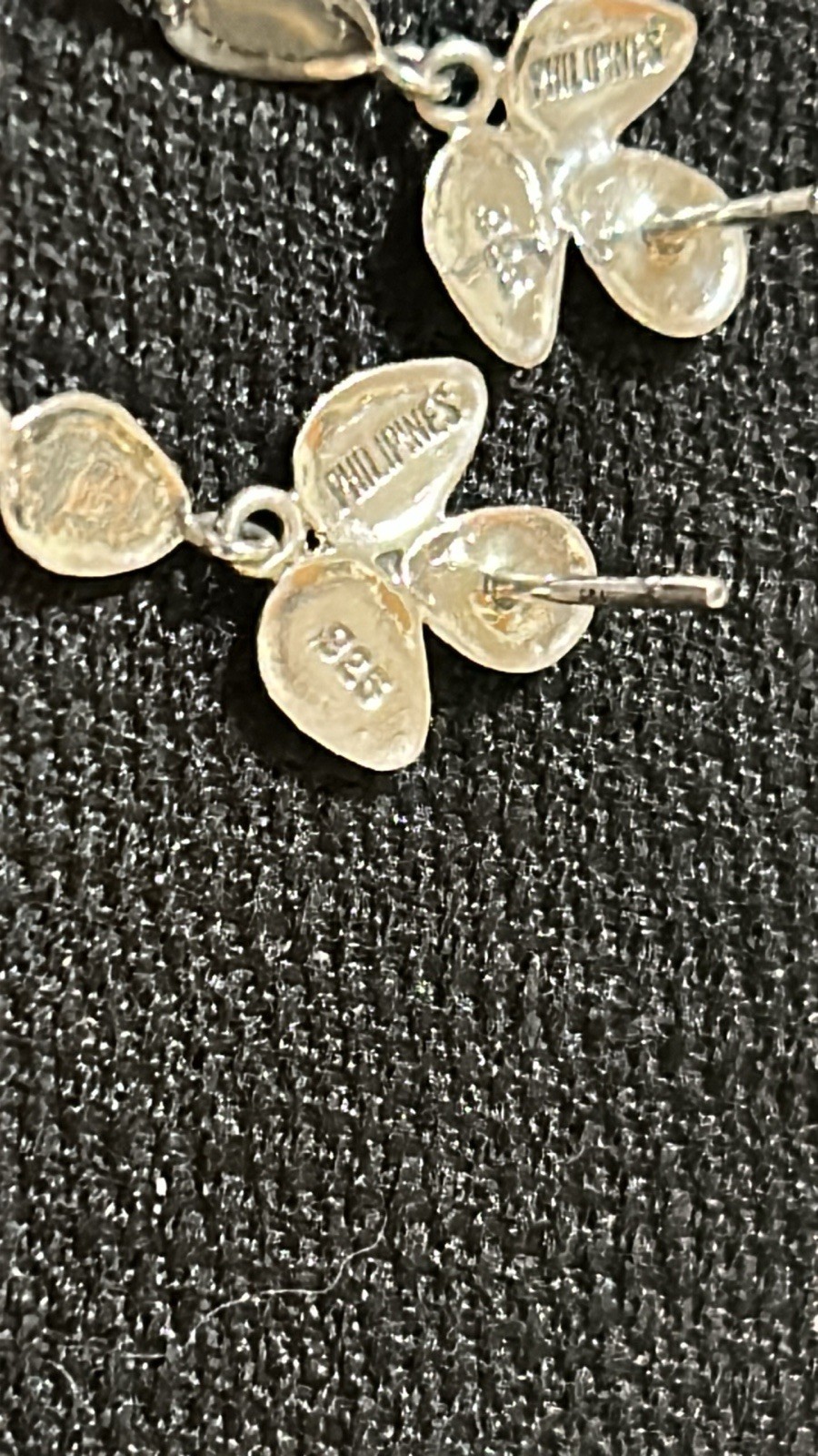 Vintage 925 Sterling Silver Green Stones Dangle Style Post Earrings Philippines