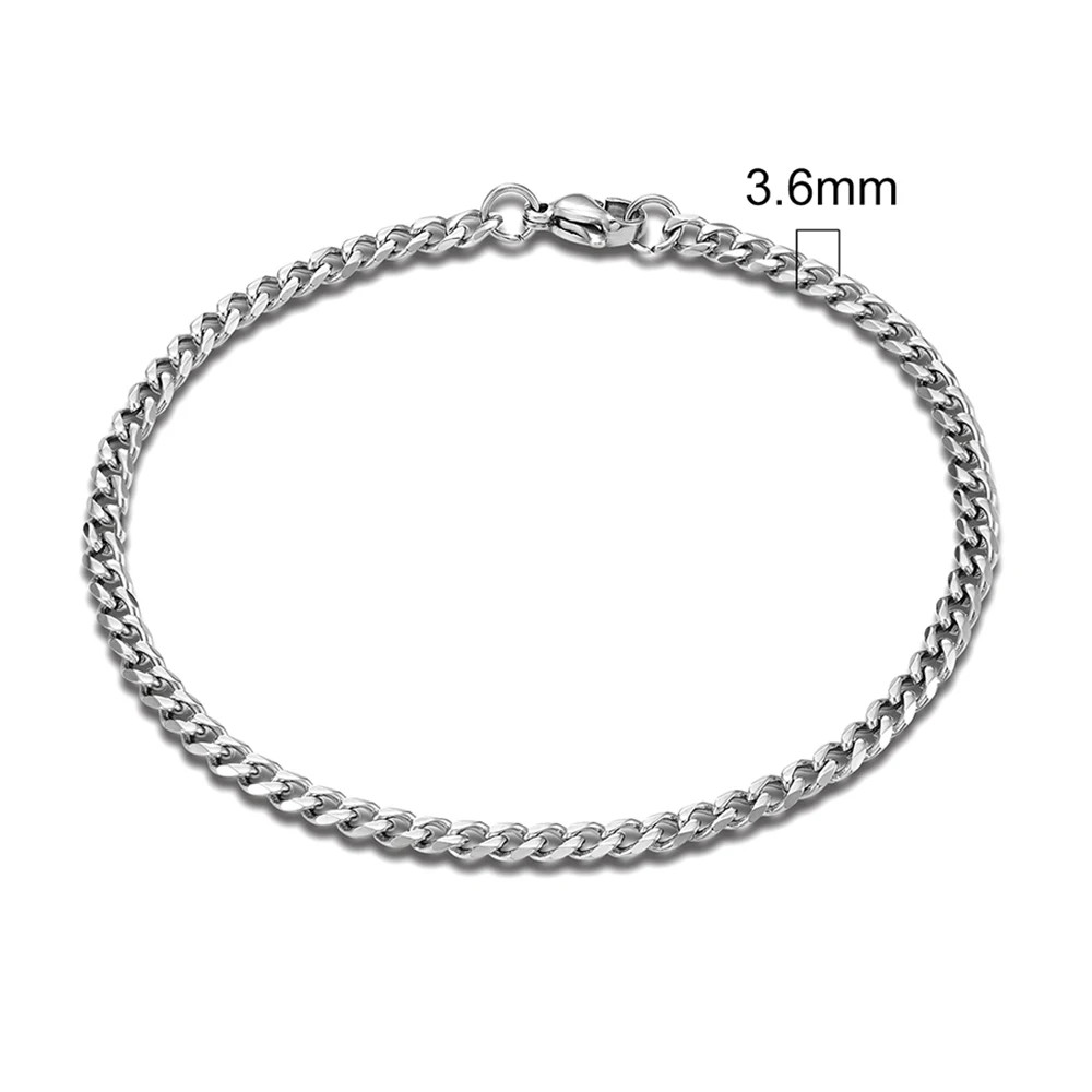 3-11 mm Punk Rock Stainless Steel Curb Cuban Link Chain Men Bracelet men Women