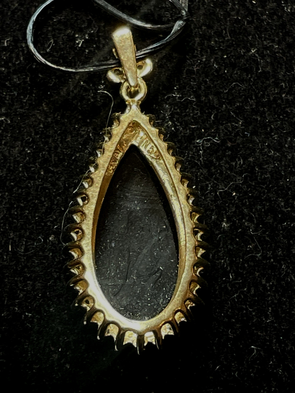 14K GOLD BLACK ONYX & DIAMOND PENANT SIGNED AJ NATURAL DIAMONDS 4.1 GRS 1.2 ‘L