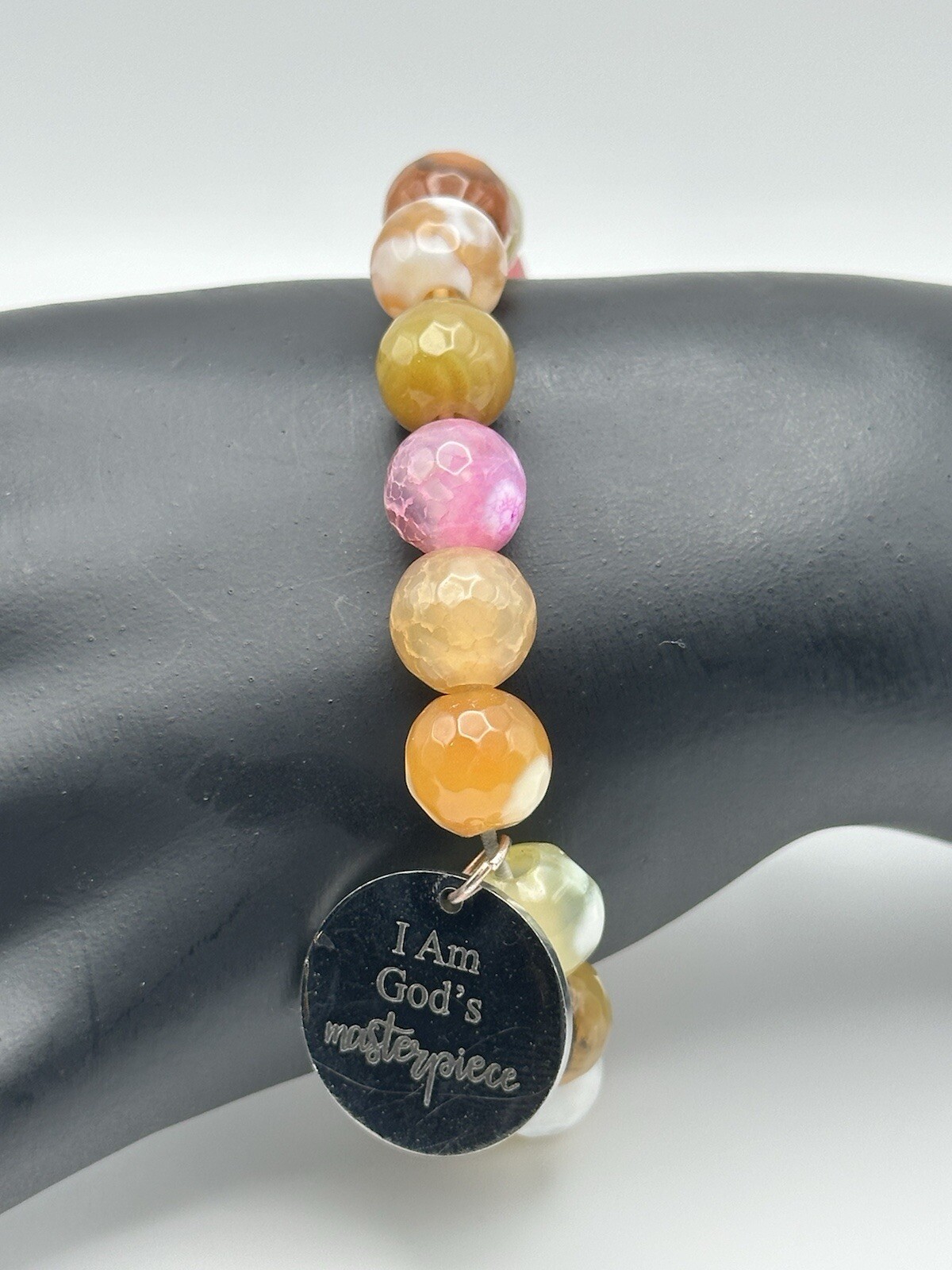 Healing Stone Beaded Stretch Bracelet With God’s Masterpiece Charm