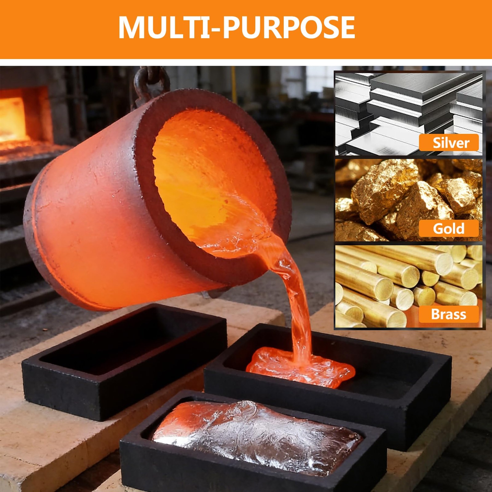 8 In 1 Graphite Torch Melting Casting Kit Crucibles Ingot Mould Metal Smelting