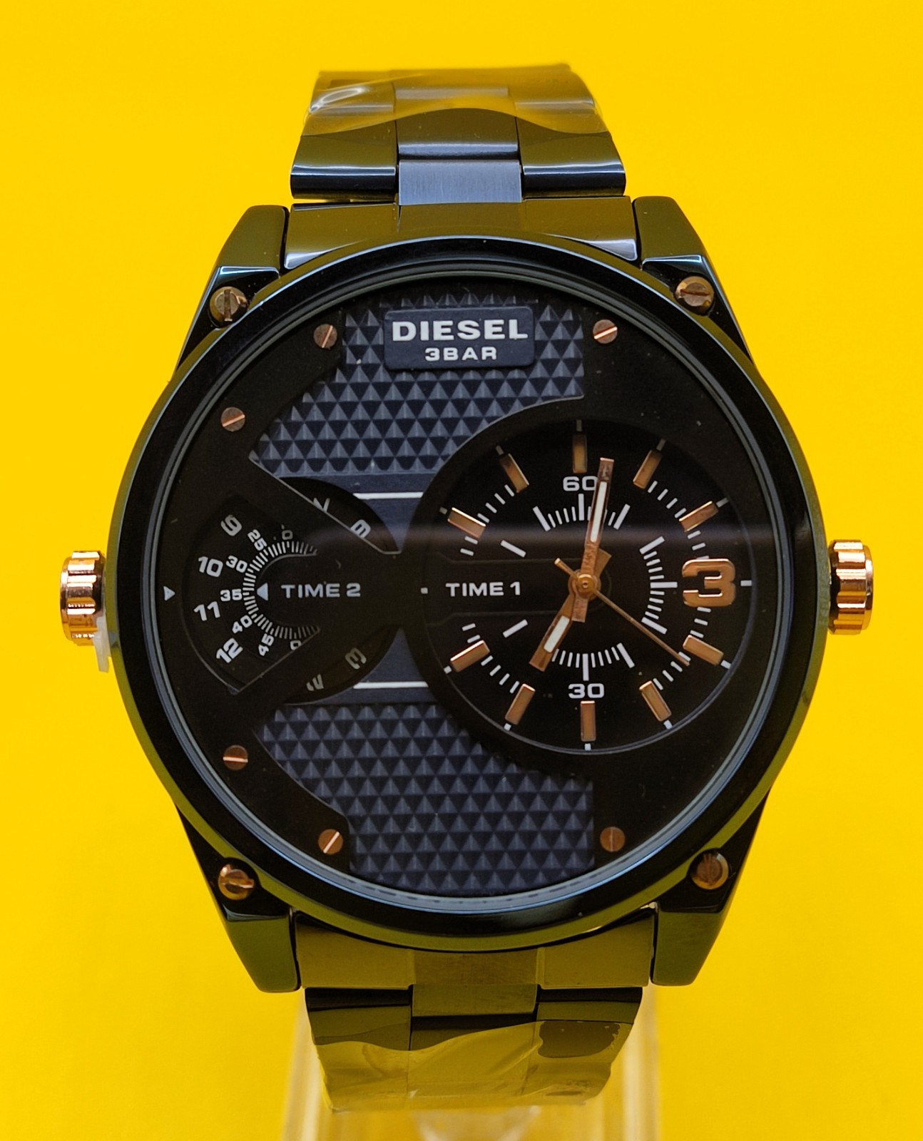 #Refurbished Diesel Only The Brave 3 Bar Dual Time Analog Men’s Wrist Watch