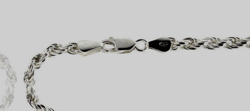 ROPE080/925 STERLING SILVER CHAIN / ROPE DESIGN / 24 INCH LONG /LOBSTER LOCK
