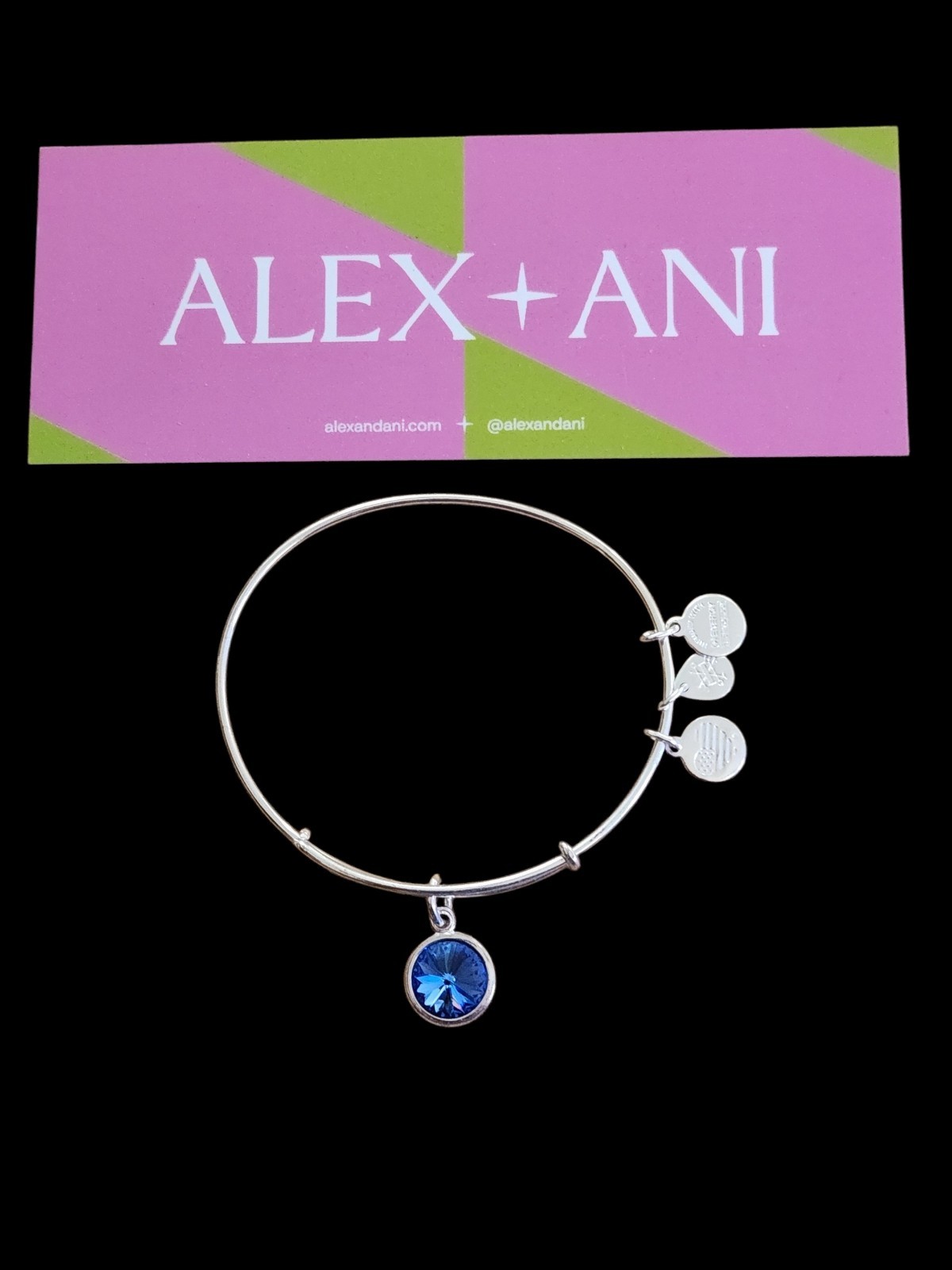 Alex And Ani September Birthstone Shiny Silver Charm Bangle Bracelet NWOT