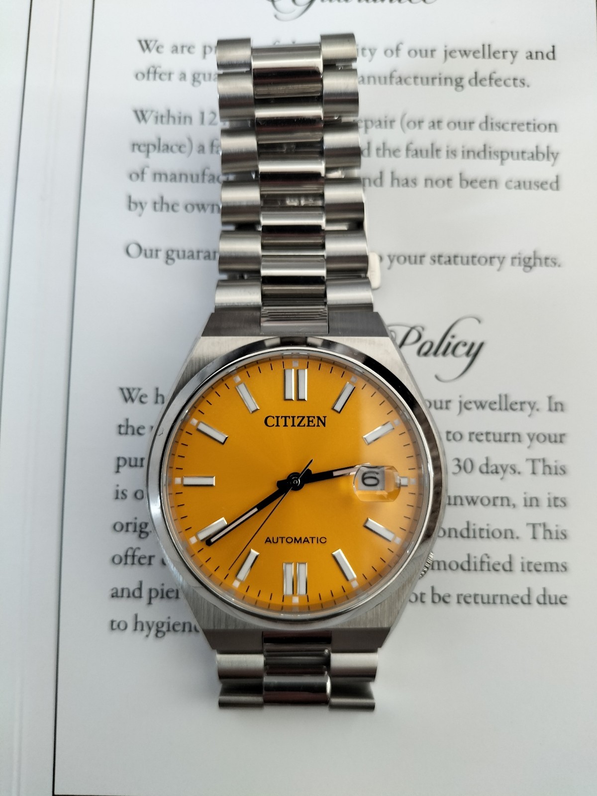The Citizen Tsuyosa Automatic Yellow Dial Worn twice With Receipt basically NEW