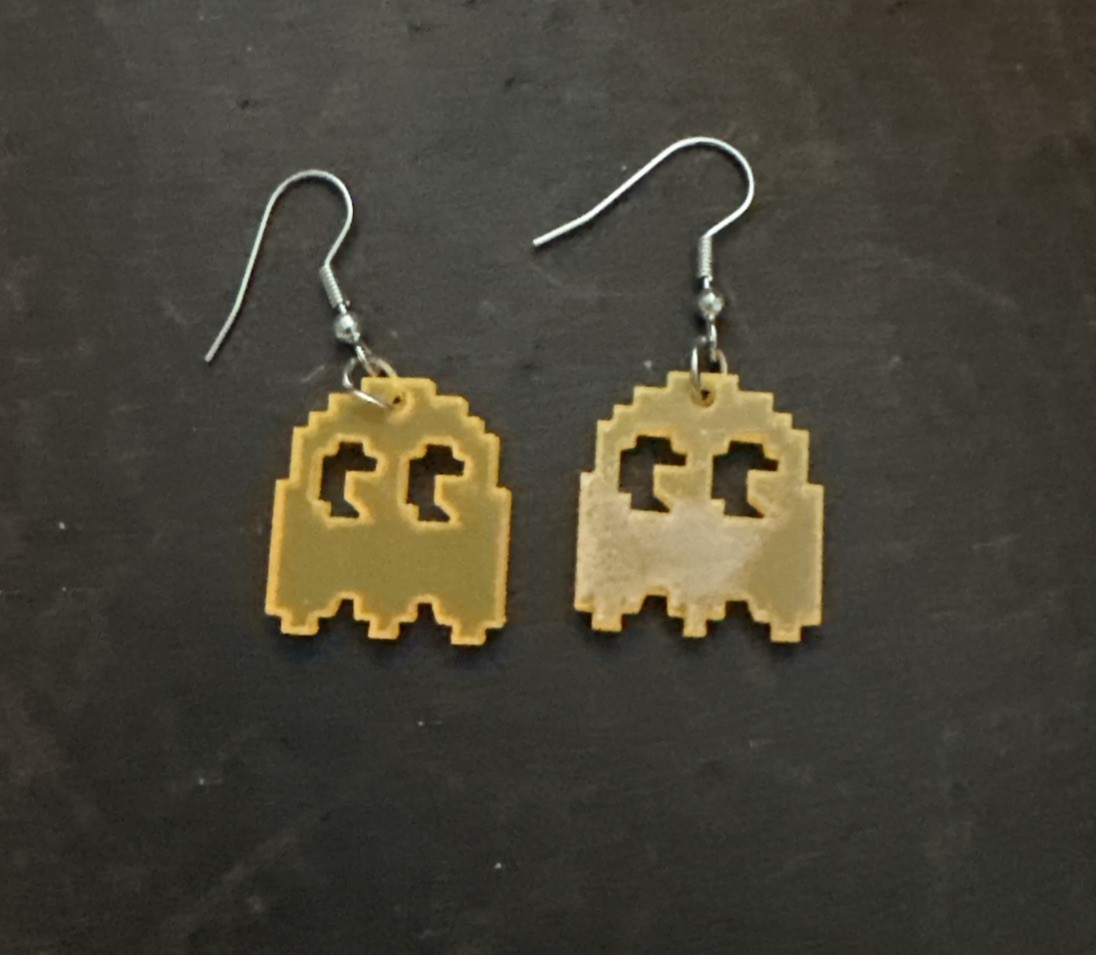 Orange PAC-Man Ghost Drop Dangle Earrings 80’ Nostalgia