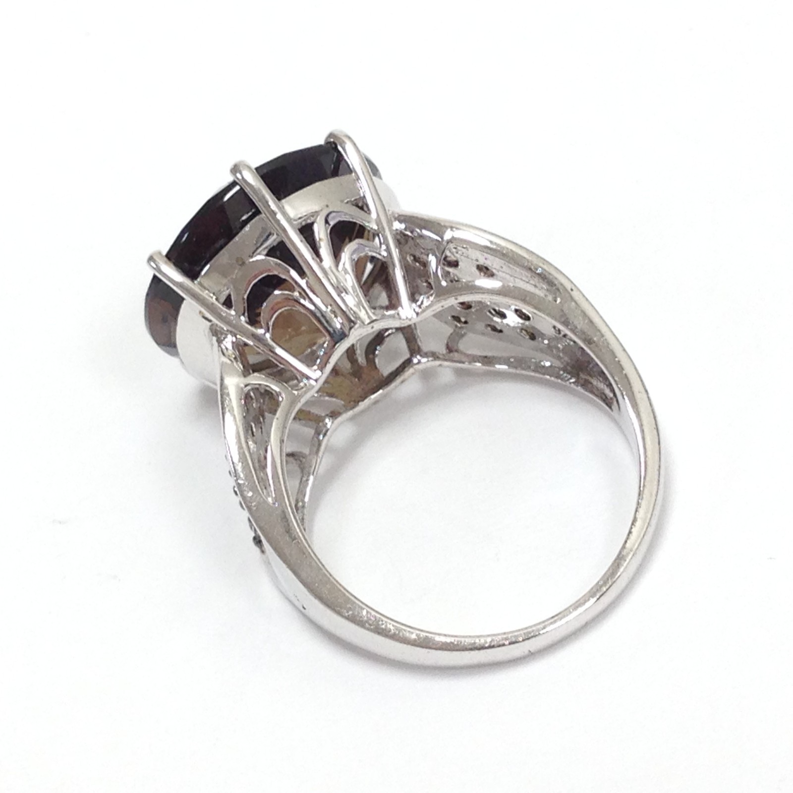 BBJ Bangkok Ratnaraj Sterling Silver Smoky Quartz Gemstone Statement Ring Sz 8
