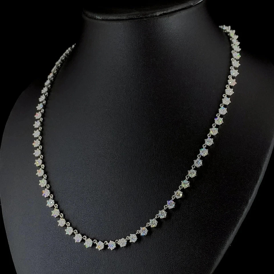 10Ct Round Cut Lab Created Diamond Women’s Tennis Necklace 14K White Gold Plated