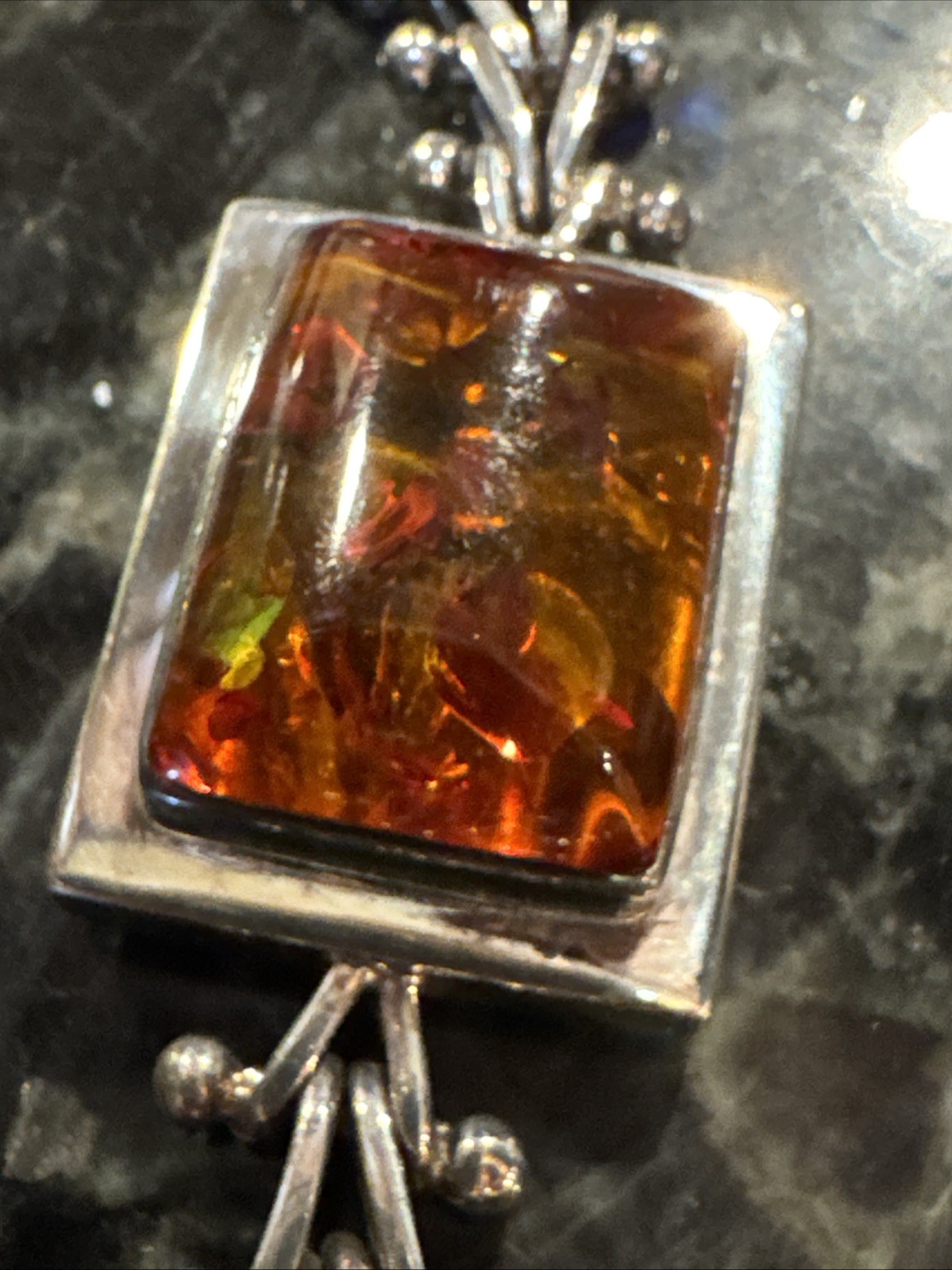 LORI BONN 925 Sterling Silver Baltic AMBER Push Lock 7″ Bracelet 42g EUC Gift